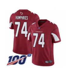 Men's Arizona Cardinals #74 D.J. Humphries Red Team Color Vapor Untouchable Limited Player 100th Season Football Jersey