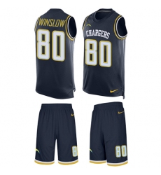 Men's Nike Los Angeles Chargers #80 Kellen Winslow Limited Navy Blue Tank Top Suit NFL Jersey