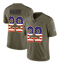 Youth Nike Los Angeles Chargers #29 Craig Mager Limited Olive/USA Flag 2017 Salute to Service NFL Jersey