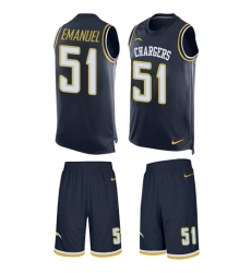 Men's Nike Los Angeles Chargers #51 Kyle Emanuel Limited Navy Blue Tank Top Suit NFL Jersey
