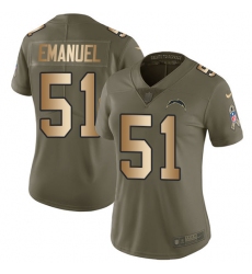 Women's Nike Los Angeles Chargers #51 Kyle Emanuel Limited Olive/Gold 2017 Salute to Service NFL Jersey