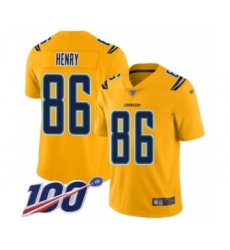 Men's Los Angeles Chargers #86 Hunter Henry Limited Gold Inverted Legend 100th Season Football Jersey