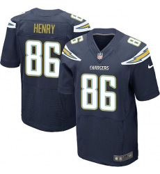 Men's Nike Los Angeles Chargers #86 Hunter Henry Elite Navy Blue Team Color NFL Jersey