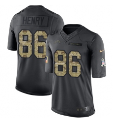 Men's Nike Los Angeles Chargers #86 Hunter Henry Limited Black 2016 Salute to Service NFL Jersey