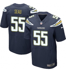 Men's Nike Los Angeles Chargers #55 Junior Seau Elite Navy Blue Team Color NFL Jersey