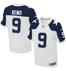 Men's Nike Dallas Cowboys #9 Tony Romo Elite White Throwback Alternate NFL Jersey