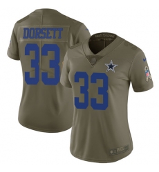 Women's Nike Dallas Cowboys #33 Tony Dorsett Limited Olive 2017 Salute to Service NFL Jersey