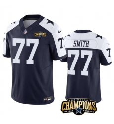 Men's Dallas Cowboys #77 Tyron Smith Navy White 2023 F.U.S.E. NFC East Champions Football Stitched Jersey