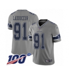 Youth Dallas Cowboys #91 L. P. Ladouceur Limited Gray Inverted Legend 100th Season Football Jersey