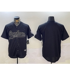 Men's Dallas Cowboys Blank Black With Cool Base Stitched Baseball Jersey