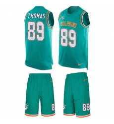 Men's Nike Miami Dolphins #89 Julius Thomas Limited Aqua Green Tank Top Suit NFL Jersey
