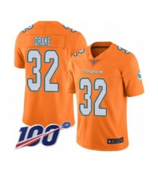 Men's Miami Dolphins #32 Kenyan Drake Limited Orange Rush Vapor Untouchable 100th Season Football Jersey