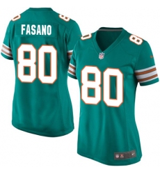 Women's Nike Miami Dolphins #80 Anthony Fasano Game Aqua Green Alternate NFL Jersey