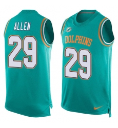 Men's Nike Miami Dolphins #29 Nate Allen Limited Aqua Green Player Name & Number Tank Top NFL Jersey