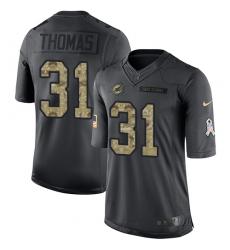 Men's Nike Miami Dolphins #31 Michael Thomas Limited Black 2016 Salute to Service NFL Jersey