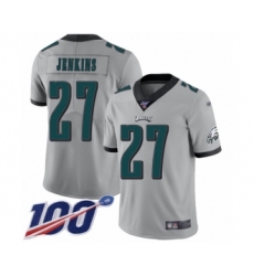 Men's Philadelphia Eagles #27 Malcolm Jenkins Limited Silver Inverted Legend 100th Season Football Jersey