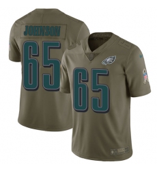 Men's Nike Philadelphia Eagles #65 Lane Johnson Limited Olive 2017 Salute to Service NFL Jersey