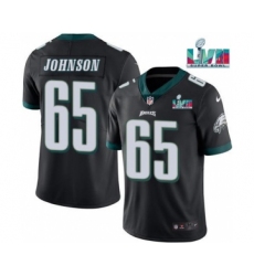 Men's Philadelphia Eagles #65 Lane Johnson Black Super Bowl LVII Patch Vapor Untouchable Limited Stitched Jersey