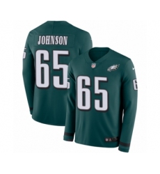 Youth Nike Philadelphia Eagles #65 Lane Johnson Limited Green Therma Long Sleeve NFL Jersey
