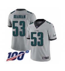 Men's Philadelphia Eagles #53 Nigel Bradham Limited Silver Inverted Legend 100th Season Football Jersey