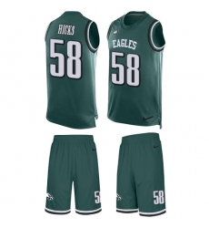 Men's Nike Philadelphia Eagles #58 Jordan Hicks Limited Midnight Green Tank Top Suit NFL Jersey