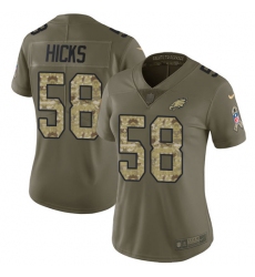 Women's Nike Philadelphia Eagles #58 Jordan Hicks Limited Olive/Camo 2017 Salute to Service NFL Jersey