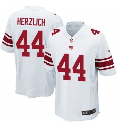 Men's Nike New York Giants #44 Mark Herzlich Game White NFL Jersey