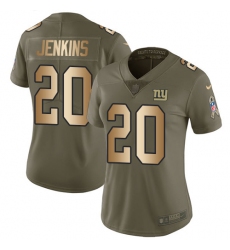 Women's Nike New York Giants #20 Janoris Jenkins Limited Olive/Gold 2017 Salute to Service NFL Jersey