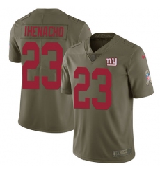 Men's Nike New York Giants #23 Duke Ihenacho Limited Olive 2017 Salute to Service NFL Jersey
