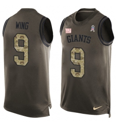 Men's Nike New York Giants #9 Brad Wing Limited Green Salute to Service Tank Top NFL Jersey