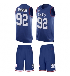 Men's Nike New York Giants #92 Michael Strahan Limited Royal Blue Tank Top Suit NFL Jersey