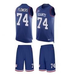 Men's Nike New York Giants #74 Ereck Flowers Limited Royal Blue Tank Top Suit NFL Jersey