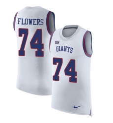 Men's Nike New York Giants #74 Ereck Flowers Limited White Rush Player Name & Number Tank Top NFL Jersey
