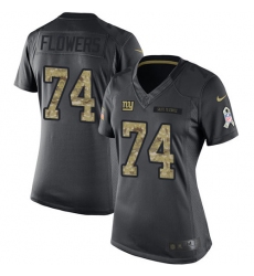 Women's Nike New York Giants #74 Ereck Flowers Limited Black 2016 Salute to Service NFL Jersey