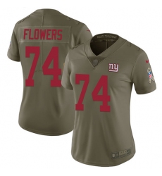 Women's Nike New York Giants #74 Ereck Flowers Limited Olive 2017 Salute to Service NFL Jersey