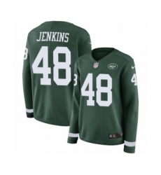Women's Nike New York Jets #48 Jordan Jenkins Limited Green Therma Long Sleeve NFL Jersey