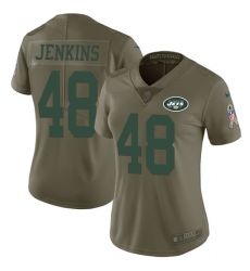 Women's Nike New York Jets #48 Jordan Jenkins Limited Olive 2017 Salute to Service NFL Jersey