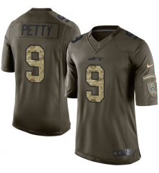 Men's Nike New York Jets #9 Bryce Petty Elite Green Salute to Service NFL Jersey