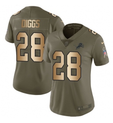 Women's Nike Detroit Lions #28 Quandre Diggs Limited Olive/Gold Salute to Service NFL Jersey