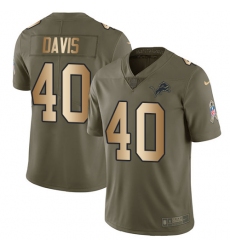 Youth Nike Detroit Lions #40 Jarrad Davis Limited Olive/Gold Salute to Service NFL Jersey