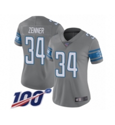 Women's Detroit Lions #34 Zach Zenner Limited Steel Rush Vapor Untouchable 100th Season Football Jersey