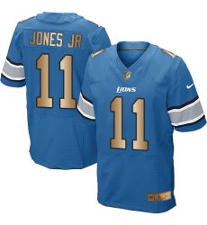 Men's Nike Detroit Lions #11 Marvin Jones Jr Elite Blue/Gold Team Color NFL Jersey