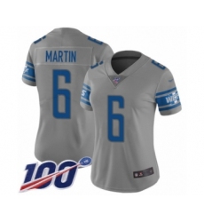 Women's Detroit Lions #6 Sam Martin Limited Gray Inverted Legend 100th Season Football Jersey