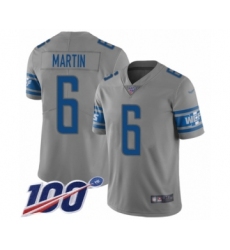 Youth Detroit Lions #6 Sam Martin Limited Gray Inverted Legend 100th Season Football Jersey