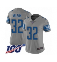 Women's Detroit Lions #32 Tavon Wilson Limited Gray Inverted Legend 100th Season Football Jersey