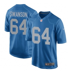 Men's Nike Detroit Lions #64 Travis Swanson Game Blue Alternate NFL Jersey