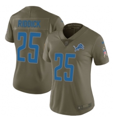 Women's Nike Detroit Lions #25 Theo Riddick Limited Olive 2017 Salute to Service NFL Jersey