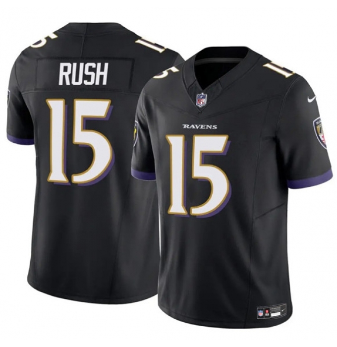 Men's Baltimore Ravens #15 Cooper Rush Black 2025 F.U.S.E Vapor Limited Football Jersey