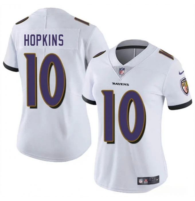 Women's Baltimore Ravens #10 DeAndre Hopkins White 2025 Vapor Football Jersey(Run Small)