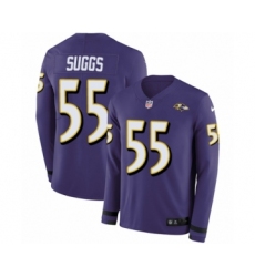Men's Nike Baltimore Ravens #55 Terrell Suggs Limited Purple Therma Long Sleeve NFL Jersey